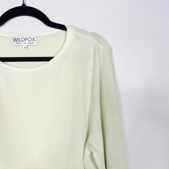 Wildfox Small S Shadow Lime Green Baggy Beach Crew Neck Jumper Pullover Sweater - Picture 3 of 8